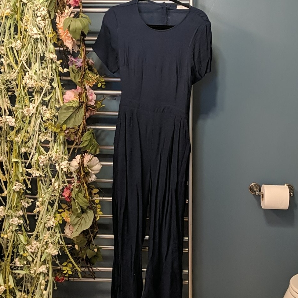 Navy Blue Jumpsuit Button Back medium